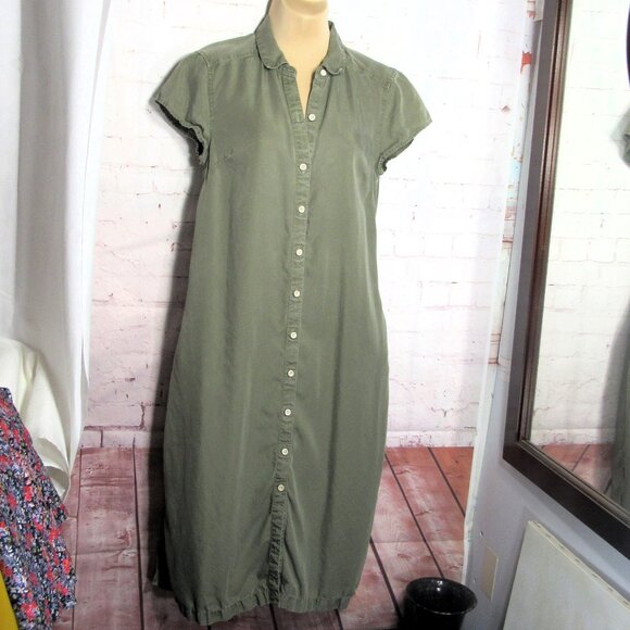 TOMMY BAHAMA ARMY GREEN BOHO BUTTON FRONT POCKET DRESS XS - Picture 1 of 9